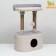 A house for cats with a claw, with an oval shelf, 54 x 34 x 80 cm, fluffy fur, jute, gray