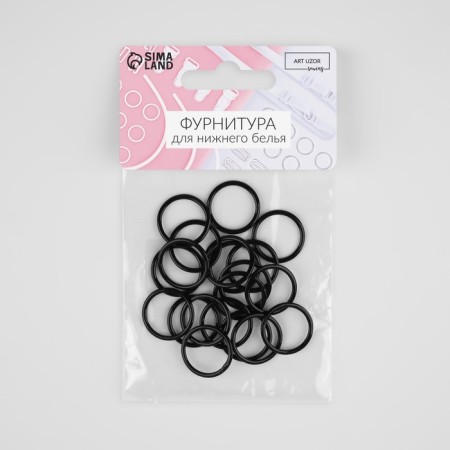 Step ring, metal, 15 mm, 20 pcs, black color-3