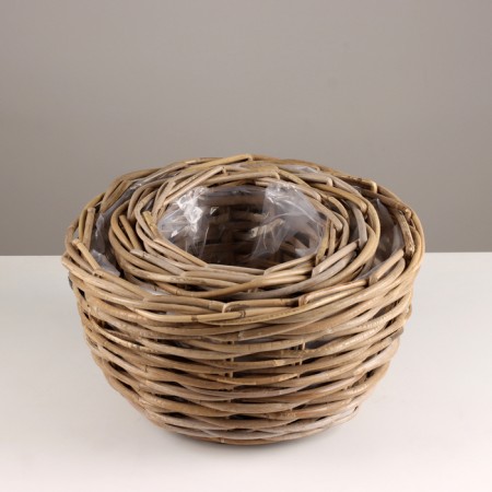 A set of 3pcs wicker pots, d35xh21cm, gray, rattan-1
