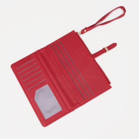 Women's wallet on the button, red color-3