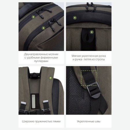 Youth backpack 43 x 29 x 15 cm, Grizzly, ergonomic back, laptop department, khaki-3