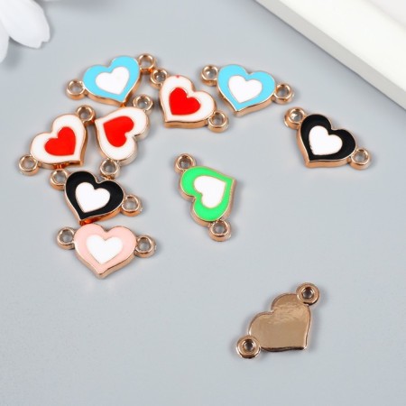 Connector for creativity plastic for metal "Double Heart" mix set 10 pcs 1.4x2.4 cm-2