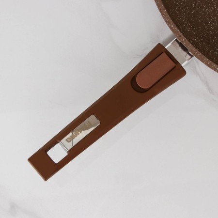 Granite pan, d = 30 cm, removable handle, glass cover, anti -stick coating, brown color-3