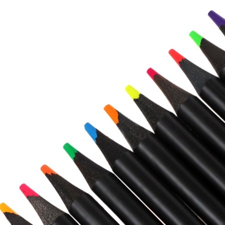 Caucal pencils 12 colors Kuromi, neon, wooden housing, round-2