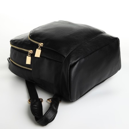 City backpack of artificial leather with lightning, 4 pockets, black color-2