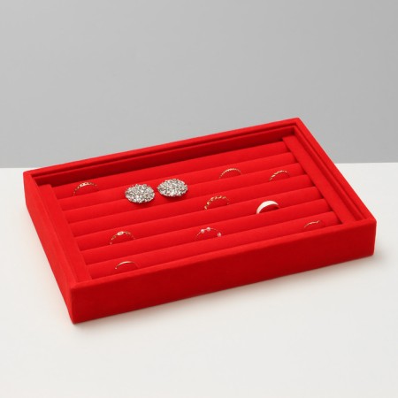 Stand for rings 7 stripes, 23 × 14 × 3 cm, red color-2