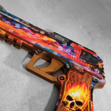 Wooden souvenir "Pistol-Razinokota" multi-colored-7