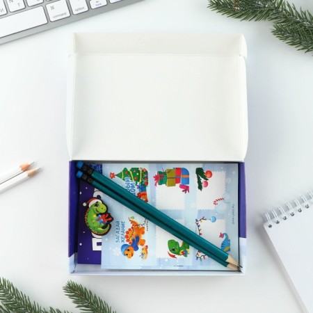 Gift New Year's set "Magic set": notebook, pencils, stickers and icon-11