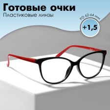 Glasses GA0447 (color: C2 black, red; diopter: +1.5; tint: no)