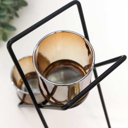 Summary Metal, glass for 3 candles "Garn" D-5 cm, black 9x21x25 cm-4