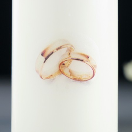 Candle-cylinder Wedding "Engaping Rings", 5x9.5 cm, white, home, handmade-2