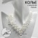 The necklace with pearls “drop” V-shaped, beads No. 6, 8, 10, milk color in silver, 40 cm