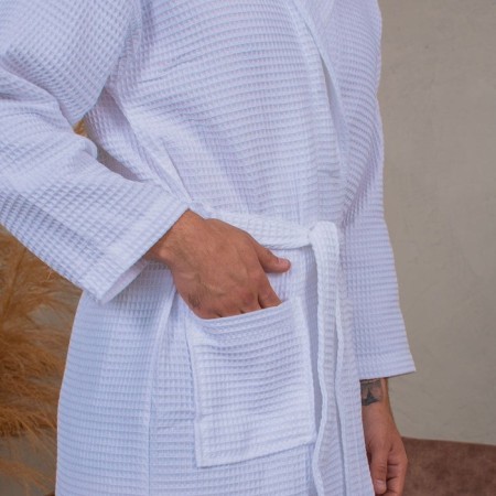 Wafel unisex robe, size XL, white color-2