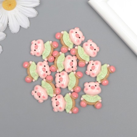Decor for creativity plastic "Piggy in the green blouse" 2.6x2x1 cm-2