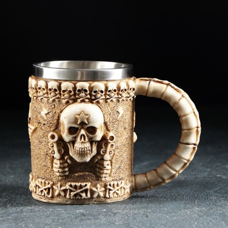 Stainless steel mug "Skull. Halloween ", 400 ml, beige color-4