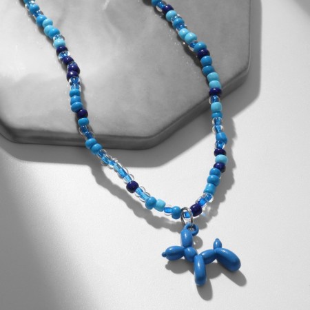 Piece "Dog" from balloons, beads, blue color, 41 cm