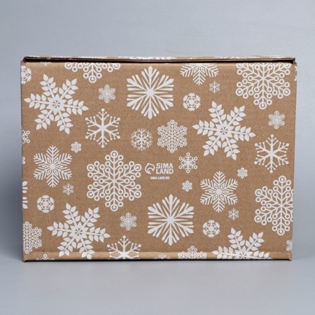 Box the national team "Snowflakes", brown, 27 x 21 x 9 cm, New Year-5