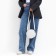 Women's Bag round of artificial leather, 18x18 cm, white color