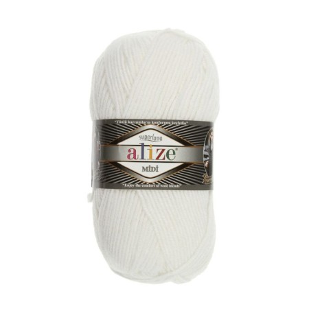 Yarn "Superlana Midi" 25% wool, 75% acrylic 170m/100g (55 white)