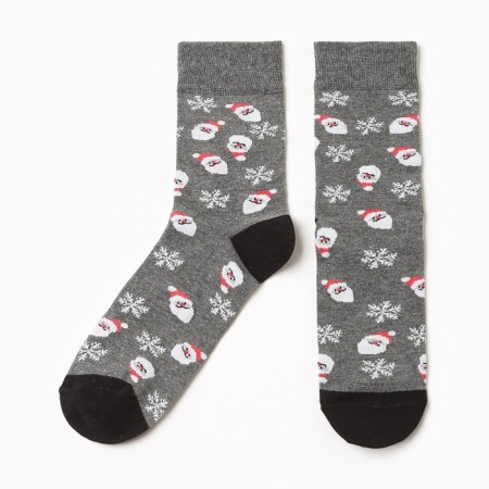Socks men's snowflakes, cotton, color gray size 40-44