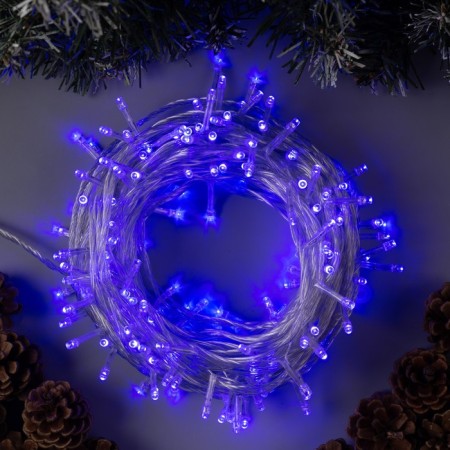Garland “thread” 20 m, IP20, transparent thread, 200 LED, glow blue, 8 modes, 220 V
