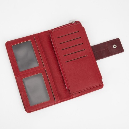 Women's wallet on the button, burgundy color-2