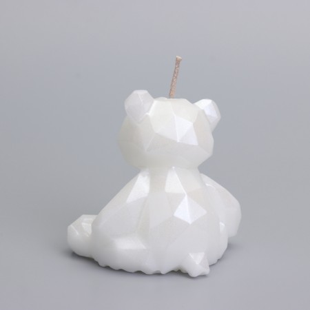Candle decorative bear-border 7cm, pearl-3