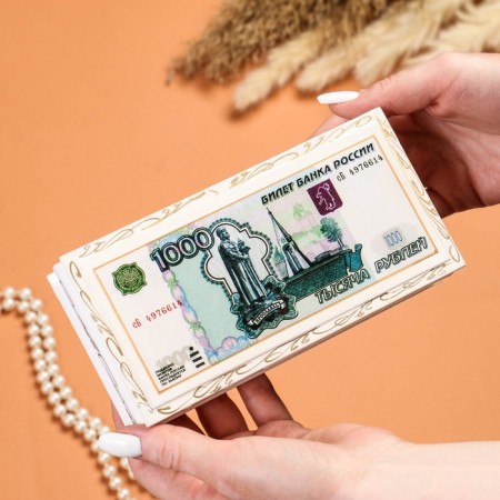 Casket - a bill "1000 rubles", white, 8.5 × 17 cm, lacquer miniature-2