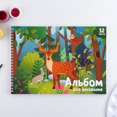 Album for drawing A4 32 sheets on the spring “September 1: Forest animals” cover 200 g/m2, paper 100 g/m2-5