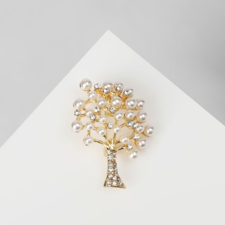 Brooch "Frinted" with pearls, the color is white in gold