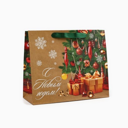 Craft vertical package “Happy New Year”, spruce, ml 23 x 27 x 11.5 cm, new year-1