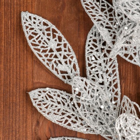 Artificial flowers "Branch with a butterfly" 60 cm, silver-1