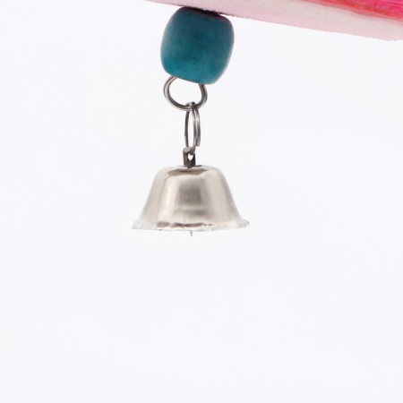 A toy for birds with a carapace carapace and beads, 14 x 6 cm, pink-1