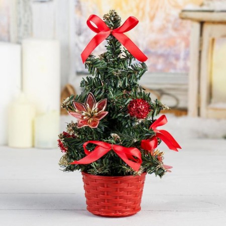 Christmas tree decor "Flower" 20 cm, red