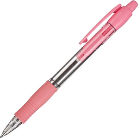 Automatic ballpoint handle Pilot Super Grip, rubber emphasis, 0.7 mm, oil base, blue rod, pink case-1