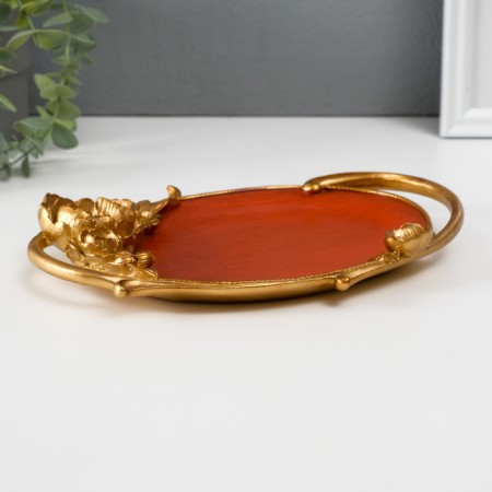 Interior polystone stand "Royal gold peonies" for red tree 23x16.5x3 cm 102039-3