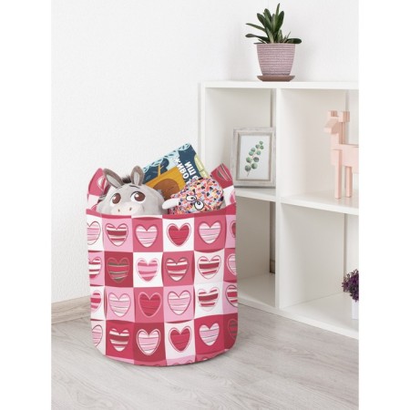 Basket for toys "Panel with hearts, size 35x35 cm