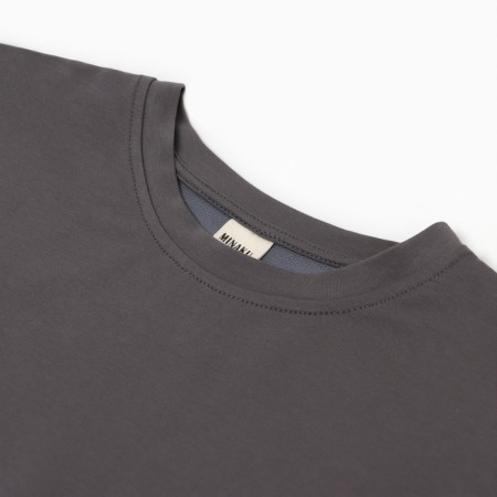 T-shirt shortened female Minaku Oversize Fit: Graphite Color, Rr. 46-5