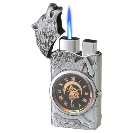 Gas lighter with a clock "Wolf", piezo, flame adjustment, 7.8 x 3.7 x 1.2 cm-1