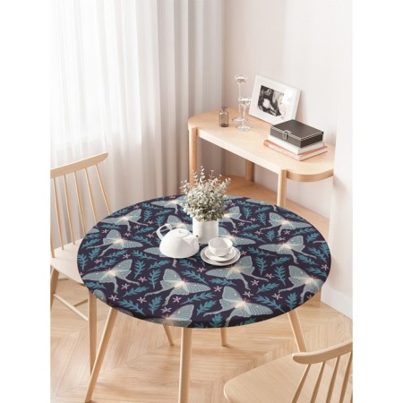 Tables on the table "Moths in the night", round, oxford, elastic band, size 120x120 cm, diameter 75-100 cm-2