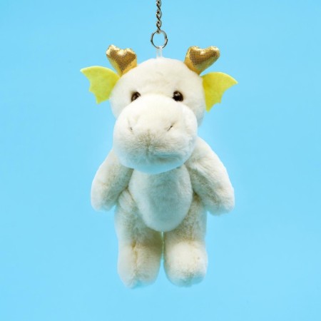 Soft toy "Dragon" on a key fob, 15 cm, white color-1