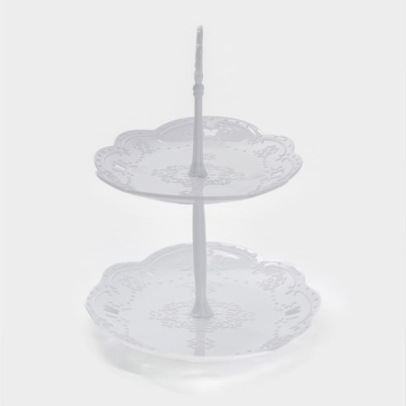 Ovalno-Ovalnaya Farrier “Vivien”, 2 tiers, 25.5 × 17.5/30 × 21.5 cm, white color-1