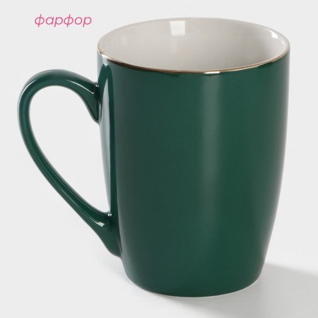 Mug Porcelain Dolyana "Emerald. Line ", 350 ml, green color-1