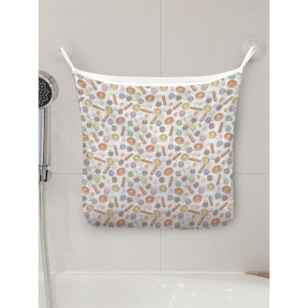 Organizer in a bath on suction cups "Christmas sweets", for storing toys and trifles, size 33x39 cm