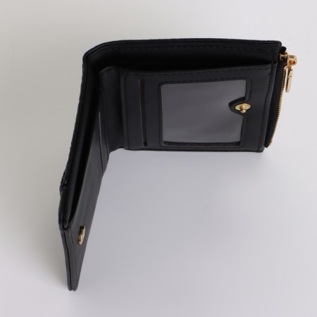 Women's wallet on the button, black color-3