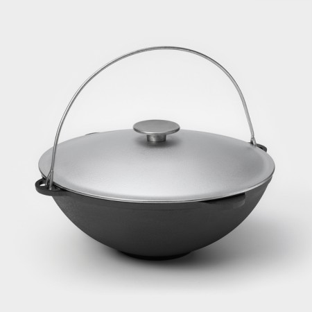 Kazan Cast iron wild kitchen "Tourism", 8 l, d = 36 cm, aluminum cover
