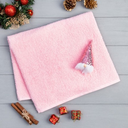 Gift towel with a toy Ethel "Dwarf" 50x90 cm, pink color, 100% cotton, 320g/m2-1