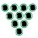 Elose -based eyes, set of 10 pcs., Size 1 pc. - 16 mm, green color with sparkles