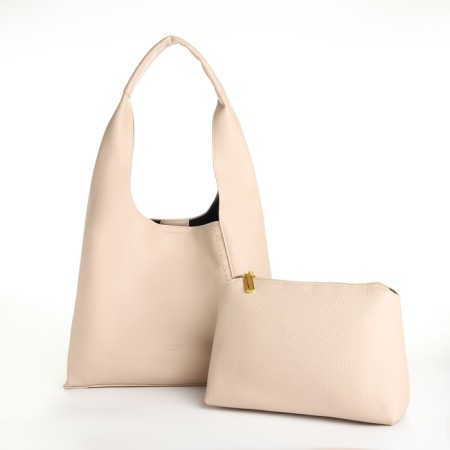 Bag Women's bag 2 in 1, on the button, cosmetic bag, beige color-8
