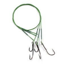 The leash of the steel Namazu Leader 1x7 Coated Green, D = 0.39 mm, l = 30 cm, with a lively hook
